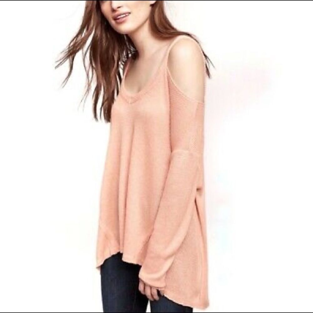 Deletta Anthro Millipa Baby Pink Cold Shoulder Sweater XS